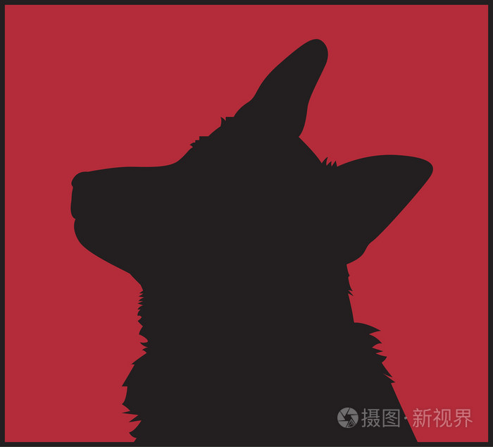 红色背景上的狗头