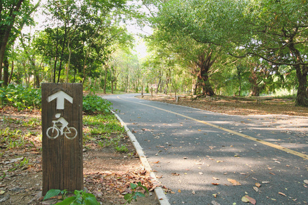 在公园一条自行车道自行车标志