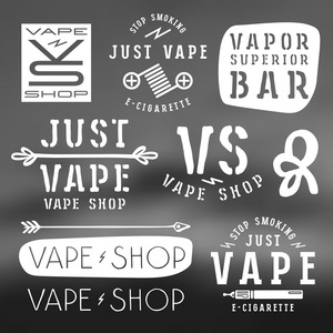 蒸气酒吧和 vape 店标签