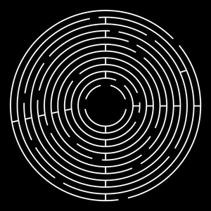 在黑色背景上的白色迷宫照片