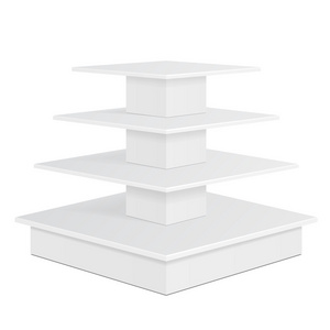 空心方形 Pos Poi 纸板地板展架为超市空白空货架产品分离的白色背景上显示。准备好您的设计。产品包装。矢量 Eps10