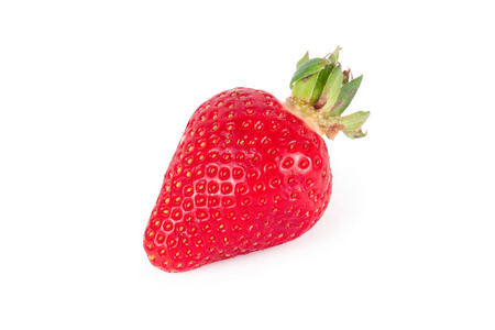 成熟的草莓，在一张白纸