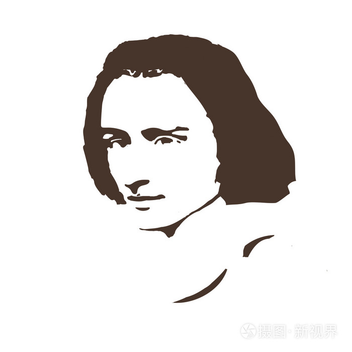 费伦茨李斯特的作曲家.矢量肖像插画-正版商用图片1nuheo-摄图新视界