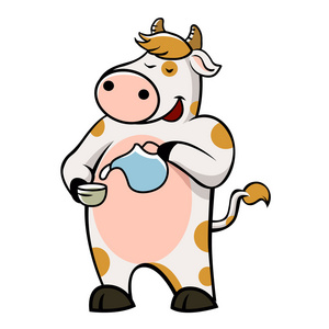 牛喝 milk.vector 图