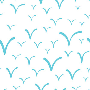 无缝模式与抽象手在白色背景上的绘制的海鸥