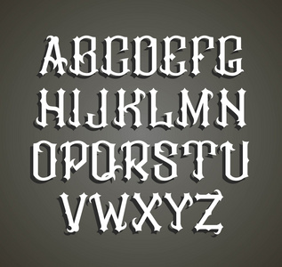 矢量哥特式标签字体。科涅克白兰地风格