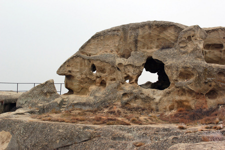 古代洞穴异教城市 Uplistsihe，格鲁吉亚在冬季