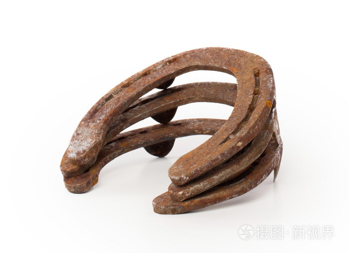 堆栈的旧生锈的马蹄铁