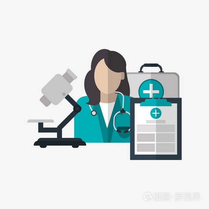 医疗服务设计.卫生保健的图标.色彩丰富的插画