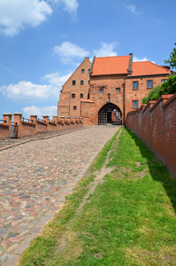 在格鲁琼兹，波兰的老镇的历史水闸门