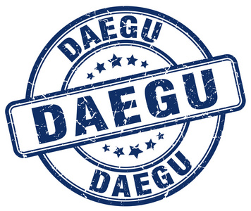 daegu蓝色grunge圆形复古橡胶邮票。daegu邮票。daegu