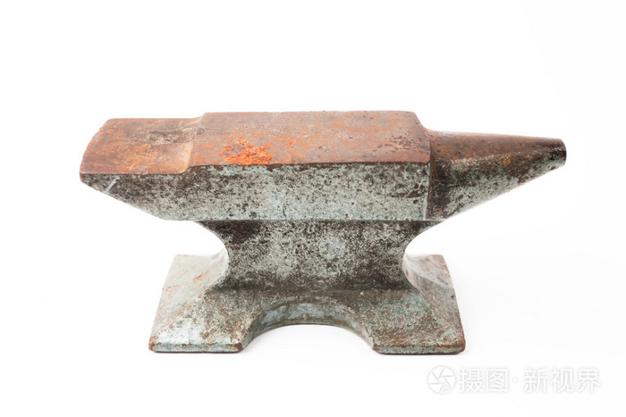 老生锈坚固的铁砧铸造分离白