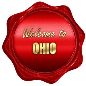 欢迎来到俄亥俄州，3d 渲染，红蜡封