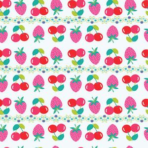 无缝矢量模式与草莓和樱桃。矢量苏