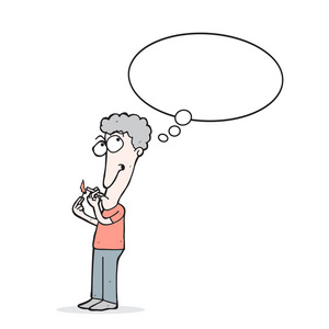 动漫与思想泡泡的无聊人打哈欠照片