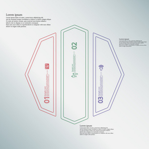 八角形图图表模板分为三个颜色部分由双轮廓创建