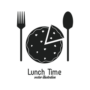午餐时间设计。菜单图标。平的插图，可编辑矢量