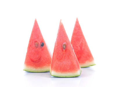 西瓜切块白色背景上照片