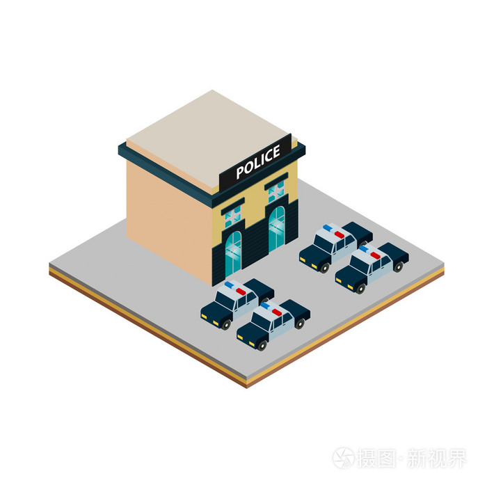 等距警察局图标