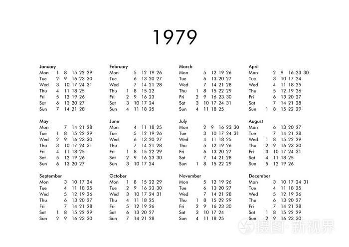 1979 年的日历照片 正版商用图片1nvy5z 摄图新视界