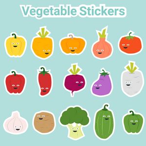 集搞笑的蔬菜贴 矢量 插图