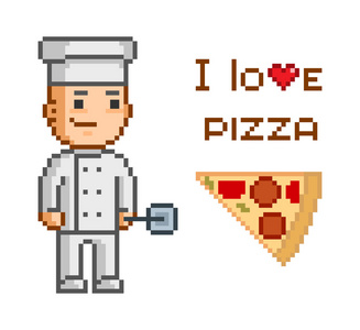 披萨店的像素概念
