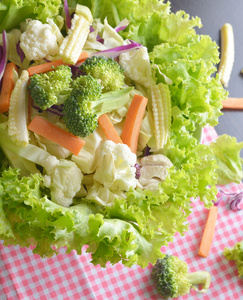 混合蔬菜有胡萝卜西兰花菜花紫甘蓝莴苣莴苣等清洁食品的概念