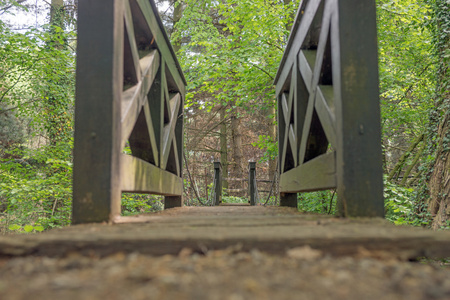 悬浮木桥在公园