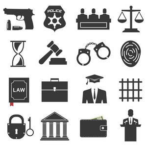 法律法律和正义的图标集