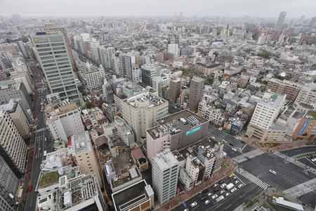 新宿区现代建筑鸟瞰图