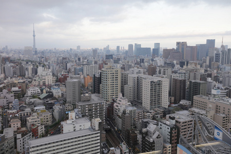 东京城市天际线。都文京区病房鸟瞰图