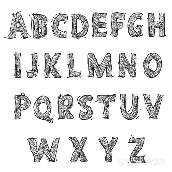 手绘制的铅笔速写的字体字母