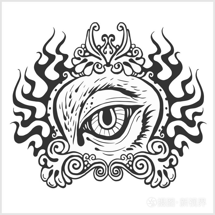 抽象眼睛的纹身设计插画-正版商用图片1nwoyj-摄图新视界