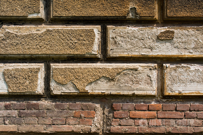 带红色棕色砖墙与石膏 1
