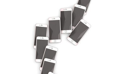 很多现实的 iphone 上白色 3d 图孤立一套
