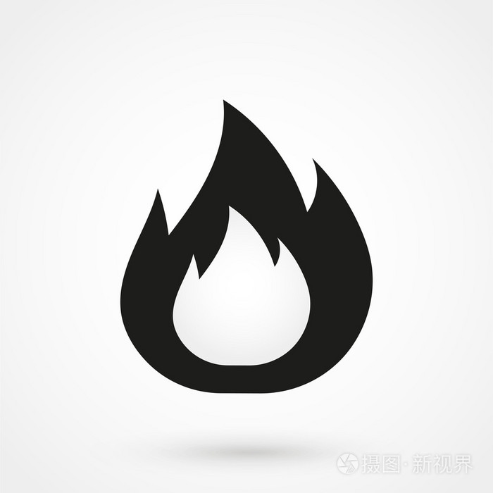 火在白色背景上的黑色图标矢量