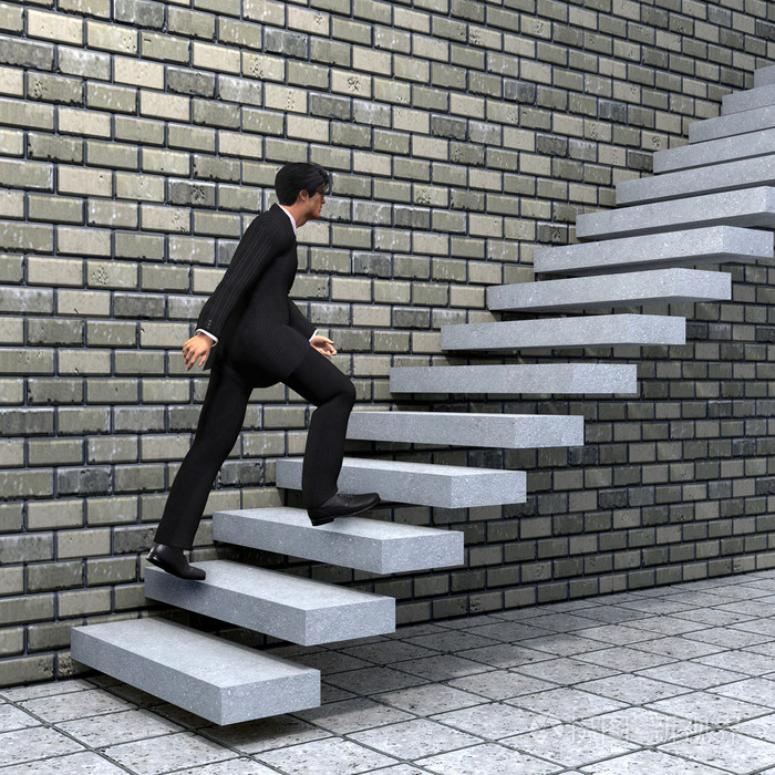 爬上楼梯的商人