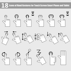 智能手机的18个手势图标