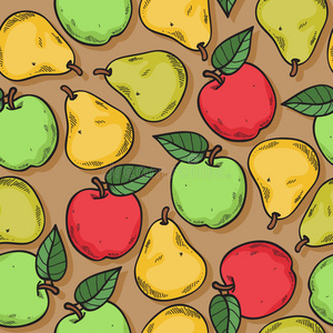 苹果和梨无缝图案。