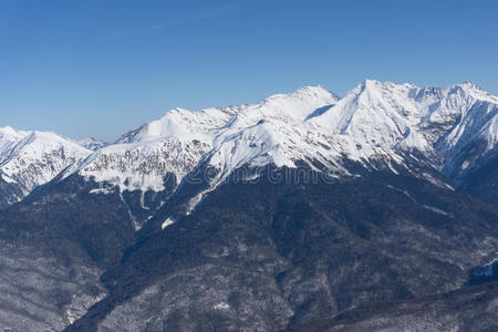 俄罗斯波里亚纳krasnaya polyana的山地景观