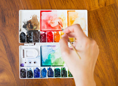 混合 工艺 丙烯酸 业余爱好 五颜六色 画笔 绘画 彩虹