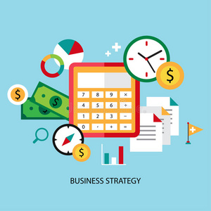 商业战略规划图标平面设置与照片