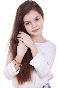 头发 女孩 迷人的 黑发 白种人 童年 特写镜头 发型 可爱的