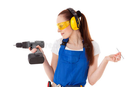 女建筑工人。