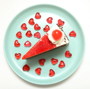 草莓果冻红心蛋糕照片