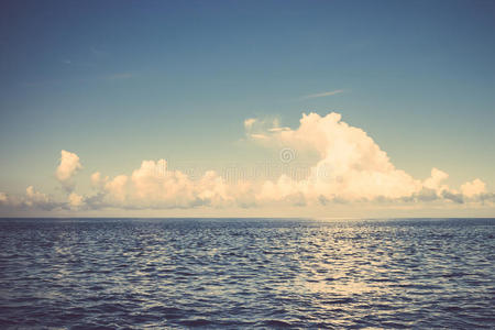 复古的 海景 美丽的 积云 风景 海洋 波动 地平线 夏天