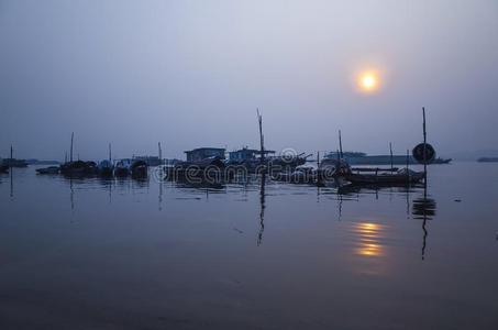 黄昏 中国人 自然 风景 颜色 外部 地平线 瓷器 乡村