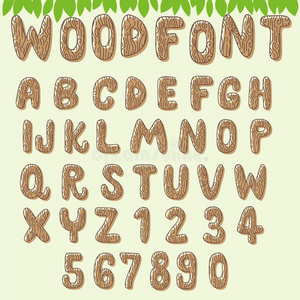 森林 纹理 营地 卡通 插图 浮木 自然 字体 签名 有趣的