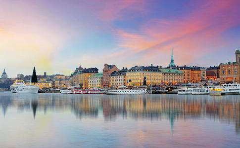 斯德哥尔摩，瑞典加姆拉斯坦古城全景