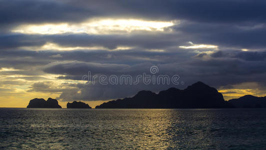 放松 岛屿 地区 旅行 菲律宾 美丽的 傍晚 轮廓 风景